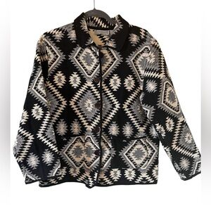 Jane Ashley Vintage Black and White Aztec Print Jacket size M